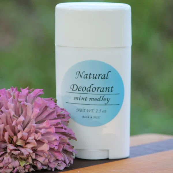 Aluminum-free Deodorant scented with peppermint, spearmint, and tea tree essential oils