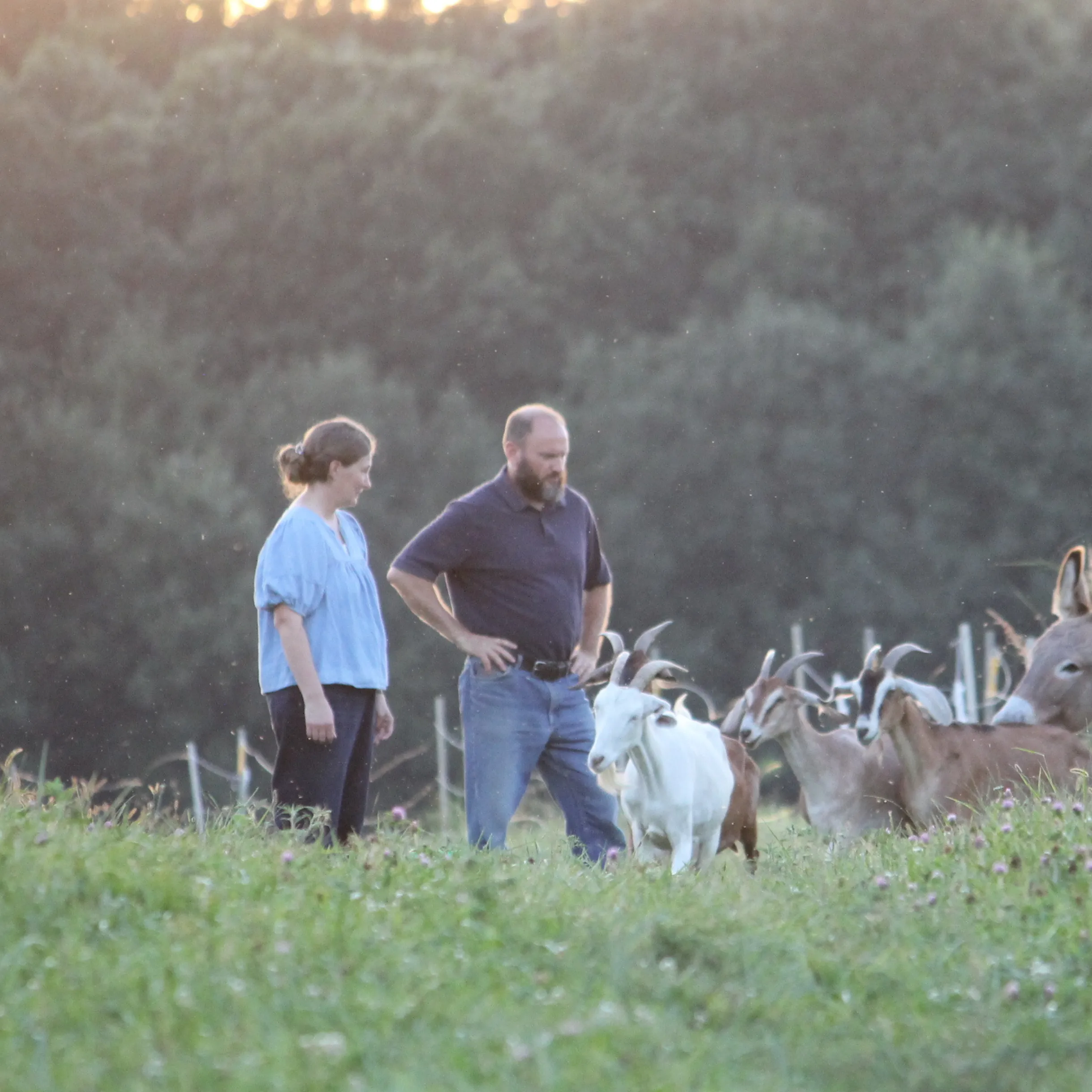 Brian and Melanie Fulton with goats